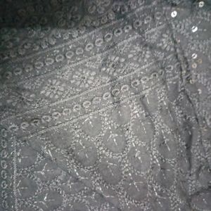 Chikankari Sequence Black Kurta 💕