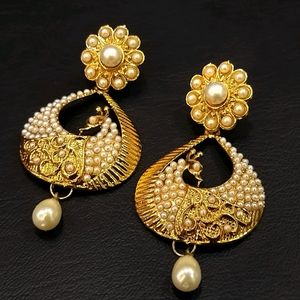 South Indian| Green Stone| Golden Earrings