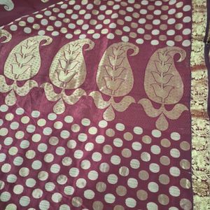 Maroon With Gold Silk Saree