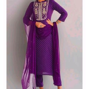 Combo Of Orange  + Purple Suit + Pink Kurti