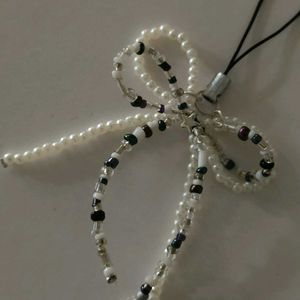 Gothic Beaded Bow Phone Charm