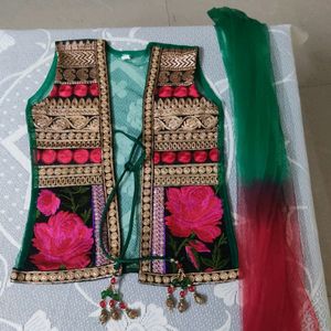 Girls Embroidered Jacket with Dupatta for Girls - Size 26