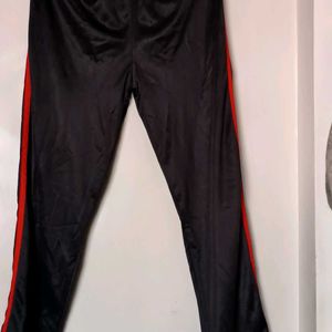 Black Coloured Pants For Women With Red Strips