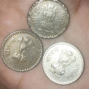 3 Different Year Coins 5rs Hyderabad Mint