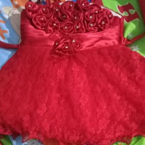 Red Beautiful Frock With Hair Band