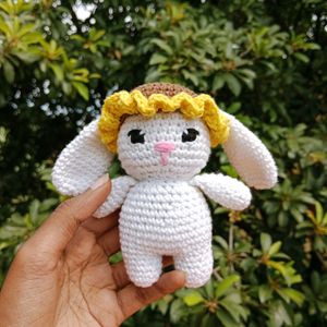 Crochet Bunny With Sunflower Hat