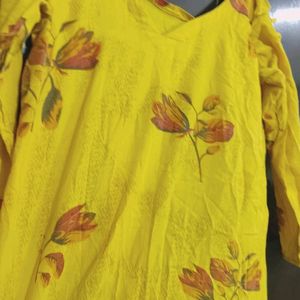 Yellow Cotton Kurta For Girl Or Woman 40 Bust