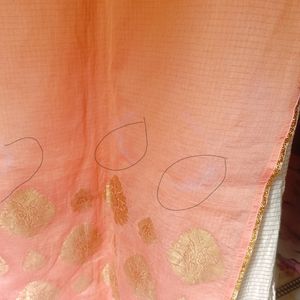 Double Layered Kurta With Golden Dupatta