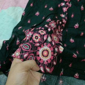 Black Dress With Pink And White Designs