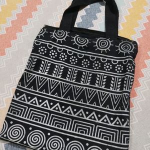 Black Printed Tote Bag