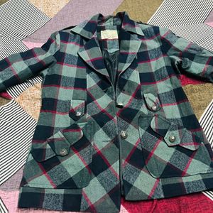 Woolen Check Coat