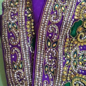 Purple Saree  💜 Stone Work Design... Beautiful