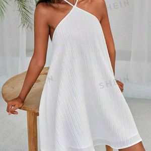 White Crepe Flared Dress