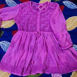 Purple women Chicken Embroidery Kurta