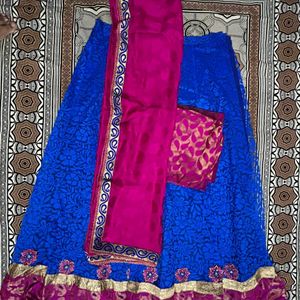 Unstitched Lehenga Choli Dupatta Set