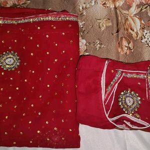 Red ♥️ Stone Work Saree