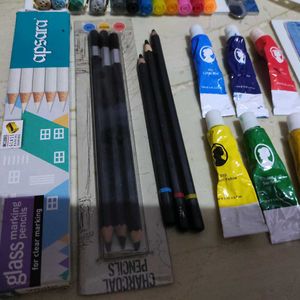 Combo Of Charcoal Pencils+ Glass Marking Pencil