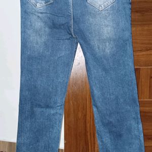 Trendy High Rise Blue Straight Jeans For Women