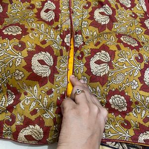 Boat Neck Kalamkari Blouse