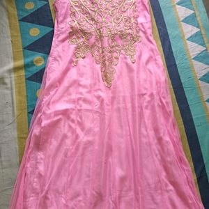 Pink Gown With Embroidered Neck