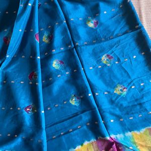 Pink And Blue Silk Saree