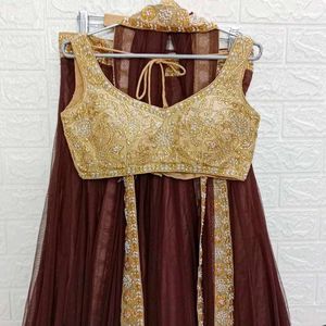 Brown And Golden Lehenga Choli