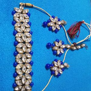 (Pack of 2) Blue & White Chokar Jewellery Set