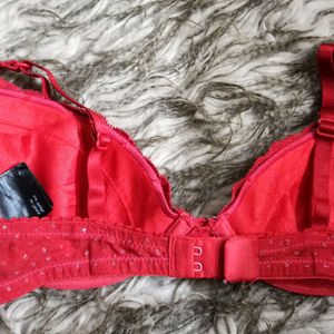 Hnm Red Lace And Net Detail Bra