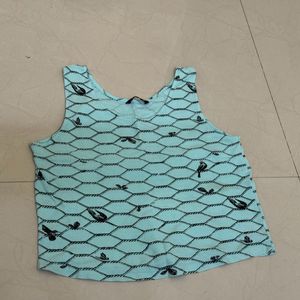 Cyan Colour Sleeveless Top