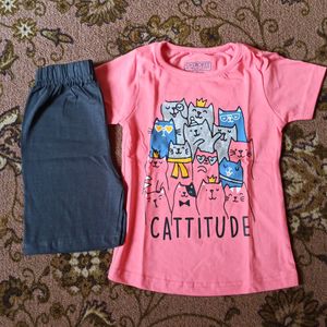 Tee And Shorts For Girls3-4 Years