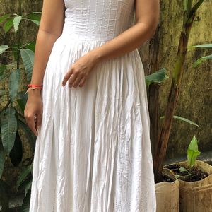 Chikankari White Gown