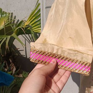 Golden Shiny Embrodied Kurti With Pants