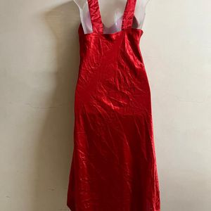 Korean Designer Red Silk One Piece