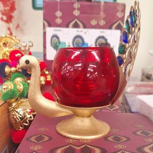 2pc Peacock Candle Holder