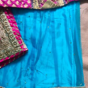 Pink Blue Lehenga Choli