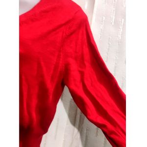 Red Crop Cardigan Sweater for Women's