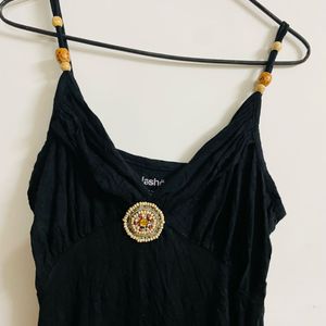 Women Black Boho Cami Top