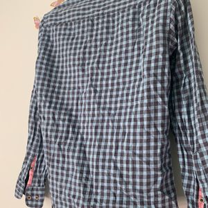 United Colours Blue&Gray Checked Shirt(Men)