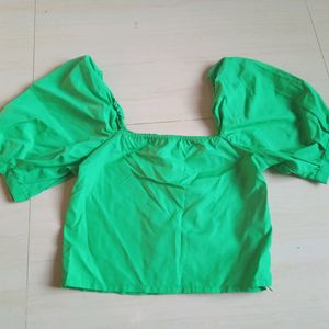 Ballon Sleeve Crop Top