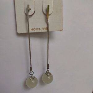 Silver Earrings With White Marble