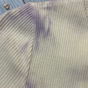 H&M White And Purple Tie Dye Cropped Top