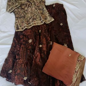 Brown Lehenga Choli Set