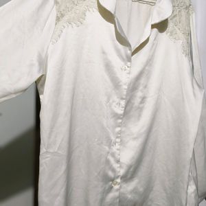 Vera Wang white satin shirt