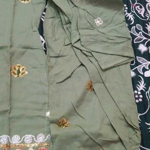 Pista Green Suit With Double Shades Dupatta