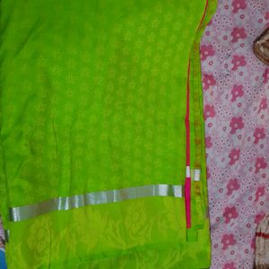 Parrot Green Saree