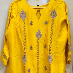 Yellow Kurti With Dupatta