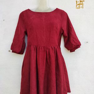 Maroon full sleeves Mini Frock Dress