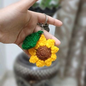 Sunflower Crocheted Keychain