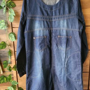 Denim One Peice Or Dress With 2 Pockets