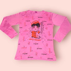 Girl's Full Sleeve T-shirt 32 Inch Pink